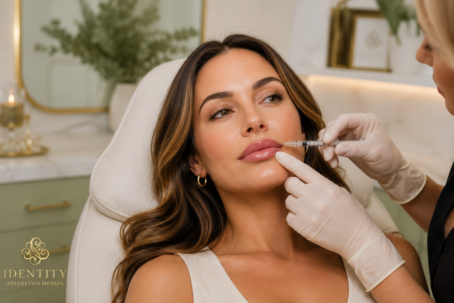 Lip enhancement treatment at Identity Aesthetics MedSpa in Kingwood Texas