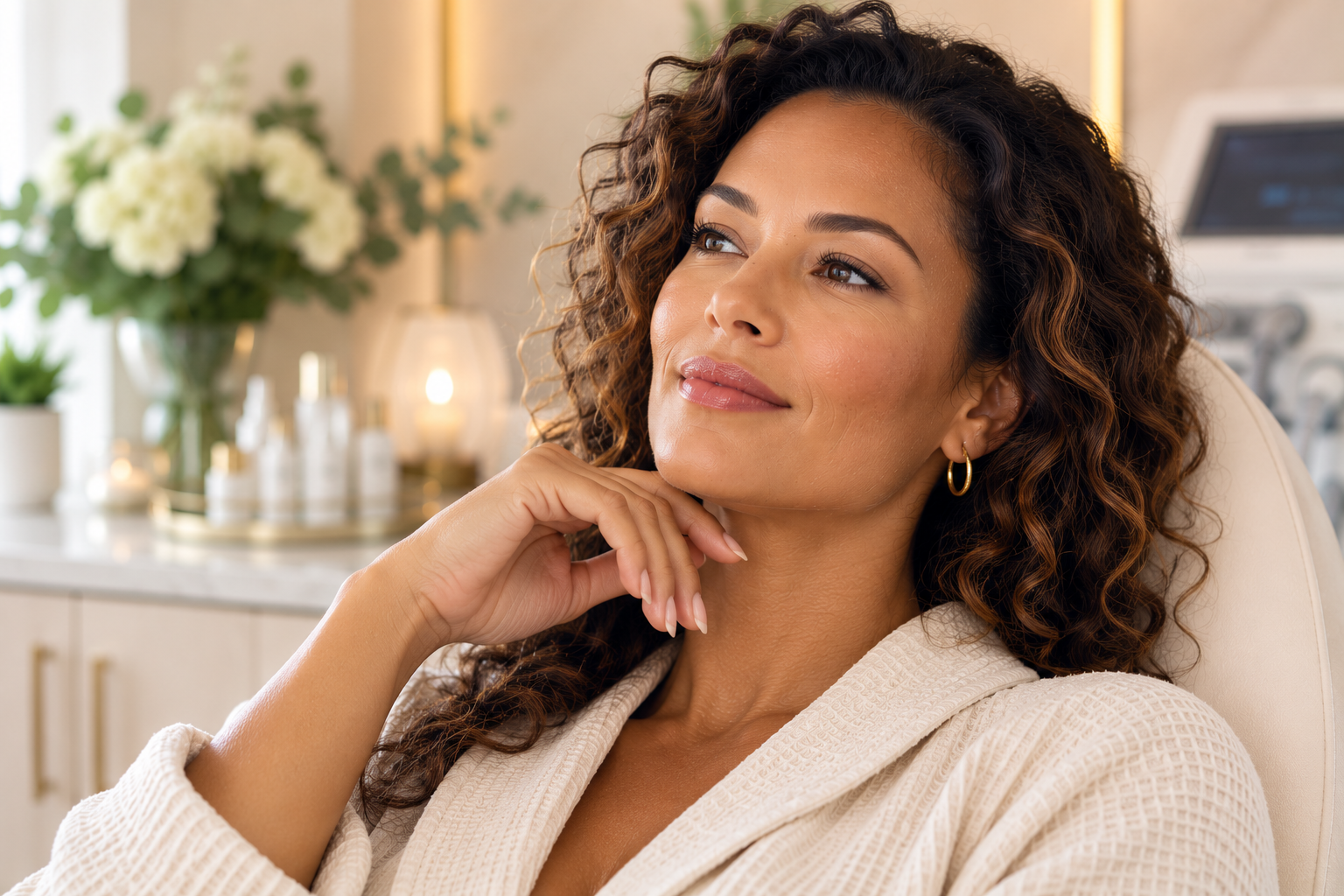 Confident client considering ProFractional laser resurfacing for acne scars and skin texture