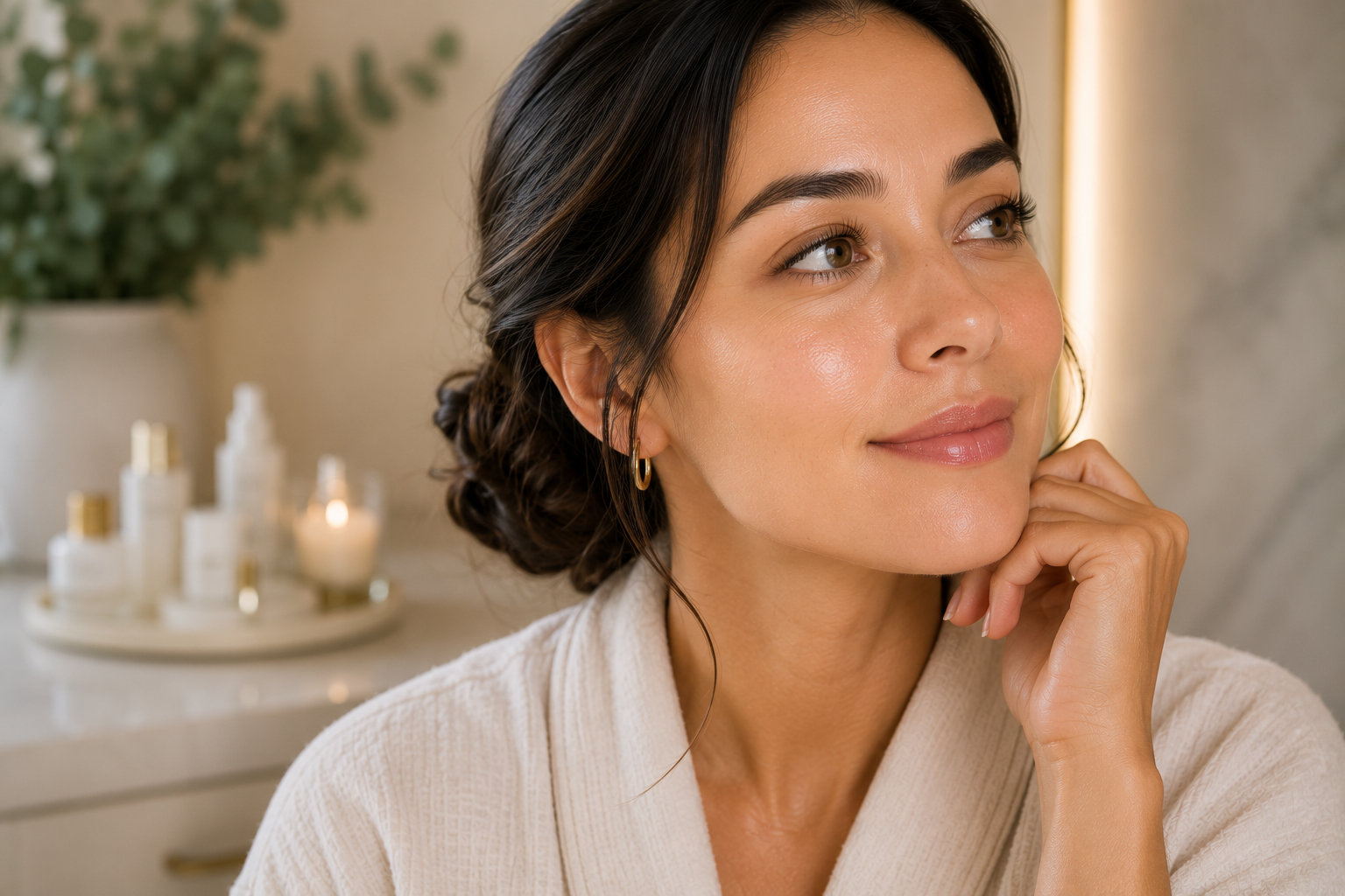 Woman enjoying smooth radiant skin after laser rejuvenation